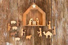 Rustic Wood Christmas Holiday Nativity Scene Background