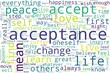 Word cloud of acceptance concept on white background