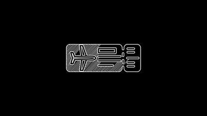 Sticker - White line Airline ticket icon isolated on black background. Plane ticket. 4K Video motion graphic animation