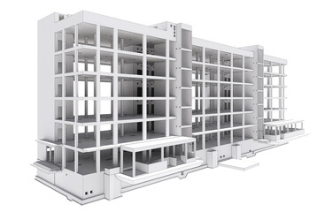 Wall Mural - Conceptual visualization the BIM model supporting frame of the building	
