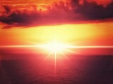Fototapeta Zachód słońca - 水平線に沈む太陽のイラスト