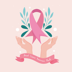 Canvas Print - breast cancer awareness month ribbon