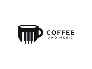 Wall Mural - coffee and music logo design concept. mug illustrations