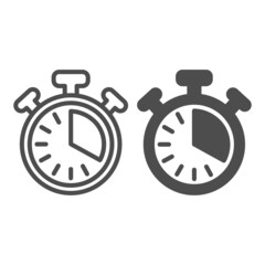 Poster - Stopwatch with buttons, 20 seconds, timer, chronometer line and solid icon, time concept, clock vector sign on white background, outline style icon for mobile concept and web design. Vector graphics.