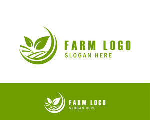 farm logo creative nature organic leave emblem design concept