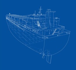 Wall Mural - Cargo ship with containers. Vector