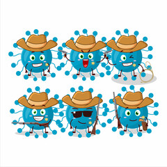 Canvas Print - Cool cowboy bovine virus cartoon character with a cute hat