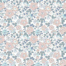 Beautiful Seamless Vector Liberty Pattern With Gentle Abstract Flowers. Stock Illustration.