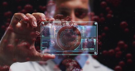 Aufkleber - animation of virus cells and digital interface over male doctor