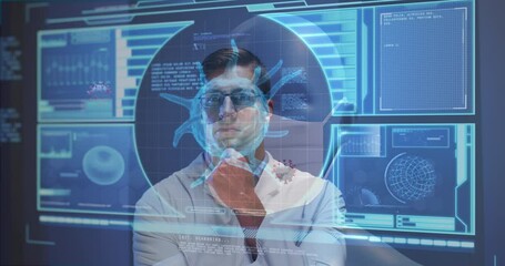 Aufkleber - animation of digital interface over male doctor