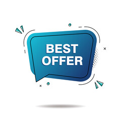 Poster - simple best offer text in blue abstract dialogue box isolated on white background