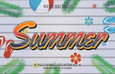 Wall Mural - Text effect summer gradient style with summer season theme background