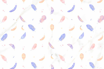 Wall Mural - Watercolor feather Bohemian pattern vector background