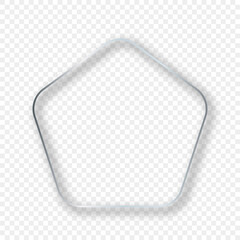 Wall Mural - Silver glowing rounded pentagon shape frame with shadow