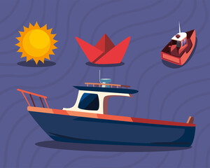 Poster - boat with symbol set