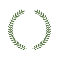 Wall Mural - Laurel wreath icon. Emblem made of laurel branches. Laurel leaves symbol of high quality olive plants. Sign isolated on white background. Vector illustration