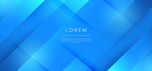 Wall Mural - Abstract blue gradient geometric diagonal background.