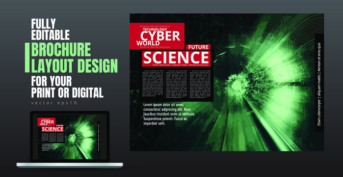 Brochure, ebook or presentation mockup ready for use, vector illustration easy to editable