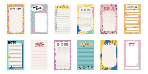 Set of weekly planners and to do lists simple design and trendy lettering. Template for agenda, planners, check lists, and other  stationery.  Vector