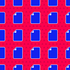 Poster - Blue File document icon isolated seamless pattern on red background. Checklist icon. Business concept. Vector