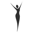Slim sexy woman standing with her hands raised to the top. For logo, advertising and web design. Woman icon