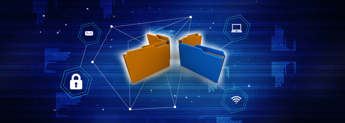 Poster - 3d rendering folder with documents