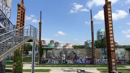 A daytime view of the Parco Dora. The public industrial park on the outskirts of Turin.