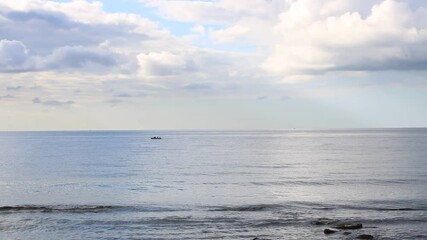 Wall Mural - Clouds over the sea, black sea coast in summer, seascape, beautiful coast with calm sea