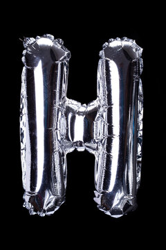 Set of realistic alphabet silver balloon isolated