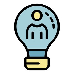 Poster - Man in the light bulb icon. Outline man in the light bulb vector icon color flat isolated