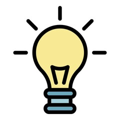 Poster - Light bulb icon. Outline light bulb vector icon color flat isolated