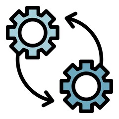 Poster - Gears and arrows icon. Outline gears and arrows vector icon color flat isolated