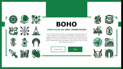 boho style decoration landing web page header banner template vector. butterfly and insect, dreamcat