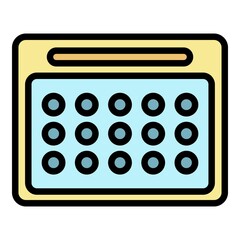 Poster - Calendar with round dates icon. Outline calendar with round dates vector icon color flat isolated