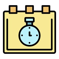Poster - Clock and calendar icon. Outline clock and calendar vector icon color flat isolated