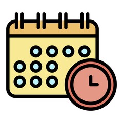 Poster - Time calendar icon. Outline time calendar vector icon color flat isolated