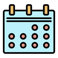 Poster - School calendar icon. Outline school calendar vector icon color flat isolated