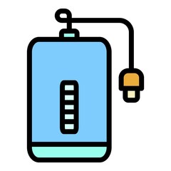 Sticker - Power bank icon. Outline power bank vector icon color flat isolated