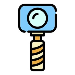 Poster - Selfie stick and action camera icon. Outline selfie stick and action camera vector icon color flat isolated