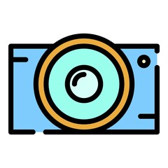 Poster - 4k action camera icon. Outline 4k action camera vector icon color flat isolated