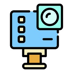 Poster - Extreme action camera icon. Outline extreme action camera vector icon color flat isolated
