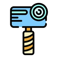 Poster - Handheld camera icon. Outline handheld camera vector icon color flat isolated