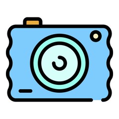 Poster - Mini camera icon. Outline mini camera vector icon color flat isolated