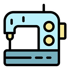 Wall Mural - Electric sewing machine icon. Outline electric sewing machine vector icon color flat isolated