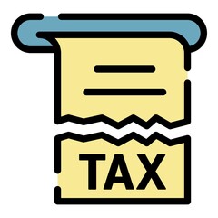 Poster - Tax paper icon. Outline tax paper vector icon color flat isolated