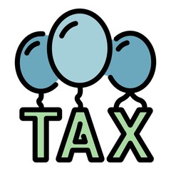 Poster - Tax balloon form icon. Outline tax balloon form vector icon color flat isolated