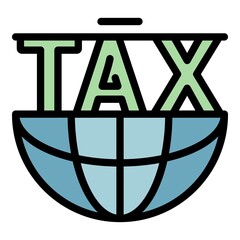 Wall Mural - Global tax form icon. Outline global tax form vector icon color flat isolated
