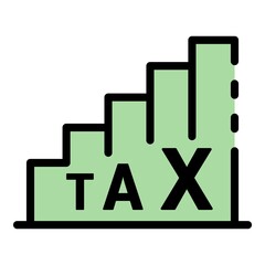 Poster - Tax chart icon. Outline tax chart vector icon color flat isolated