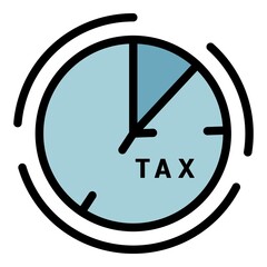 Poster - Tax payment time icon. Outline tax payment time vector icon color flat isolated