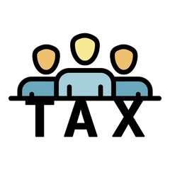 Poster - Tax people group icon. Outline tax people group vector icon color flat isolated